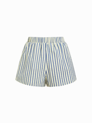 Cotton-blend Mid Rise Striped Bowknot Shorts