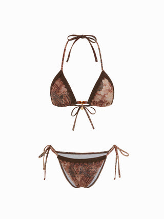 Halter Paisley Lace Bikini with Shell and Beaded Detail