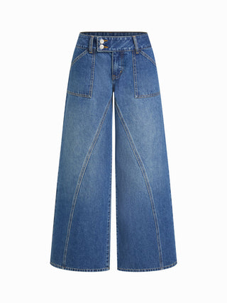 Denim Low Rise Wide Leg Jeans