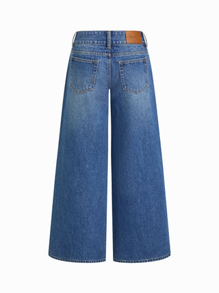 Denim Low Rise Wide Leg Jeans