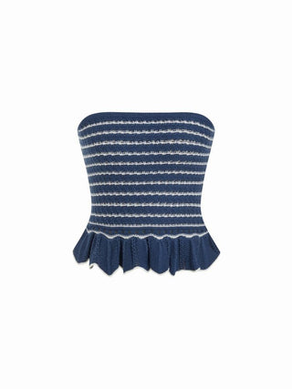 Cotton-blend Crochet Bandeau Knitted Scallop Hem Crop Top