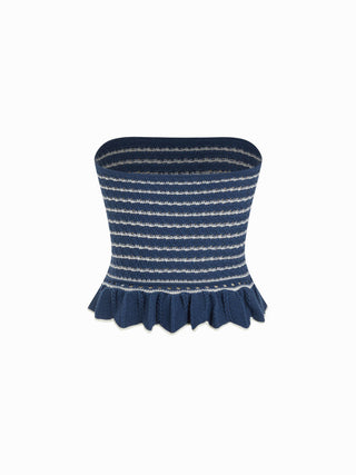 Cotton-blend Crochet Bandeau Knitted Scallop Hem Crop Top