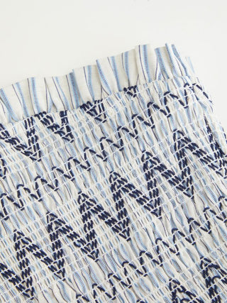 Cotton Striped Bandeau Ruched A-line Maxi Dress