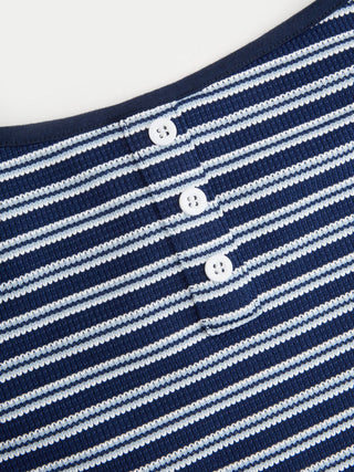 Knit Fabric Collarless Striped Mini Slip Dress
