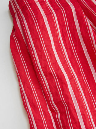 Cotton-blend Mid Rise Striped Drawstring Straight Leg Trousers