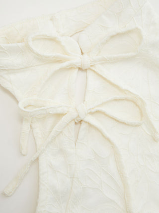 Jacquard Floral Lace Halter Neckline Bowknot Tank Top