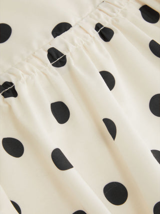 Mid Rise Polka Dot Twist Knotted Hanky Hem Midi Skirt