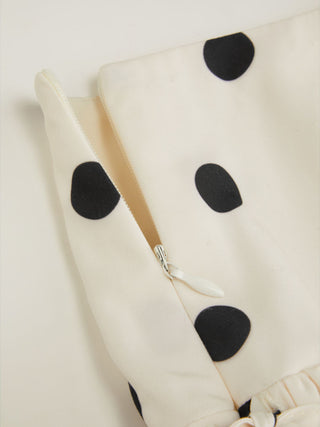 Mid Rise Polka Dot Twist Knotted Hanky Hem Midi Skirt