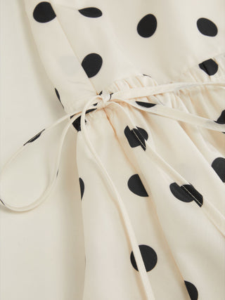 Mid Rise Polka Dot Twist Knotted Hanky Hem Midi Skirt