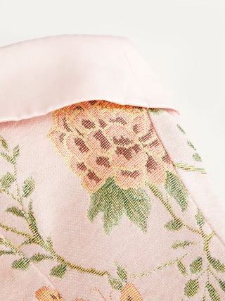 Jacquard Floral Bandeau A-line Mini Dress With Bowknot Scarf
