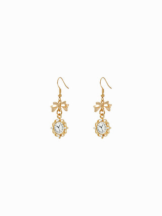 BOWKNOT & CLOCK DROP EARRINGS