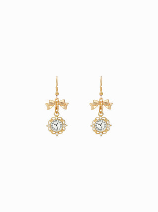 BOWKNOT & CLOCK DROP EARRINGS