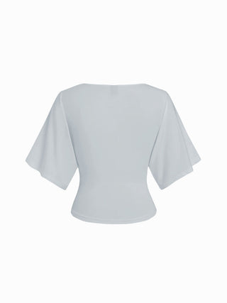 Modal-blend Boat Neck Short Sleeve Cut Out Ruched Top