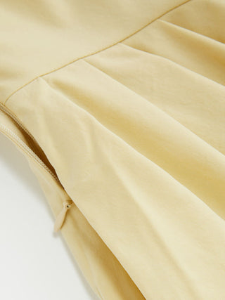 Stand Collar Tie-Neck Short Sleeve Draped Pocket Flared Maxi Dress