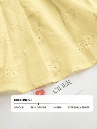 Cotton V-neck Broderie Anglaise Pleated Shirred Short Sleeve Blouse