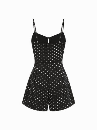 Polka Dot High Rise Bowknot Cut Out Cami Romper