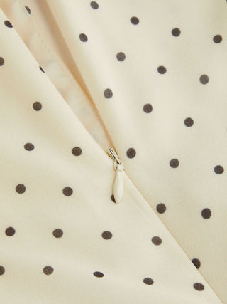 Chiffon Polka Dot Stand Collar Puff Sleeve A-line Mini Dress