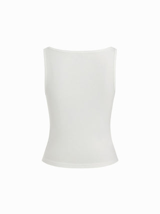 Cotton-blend Floral Graphic Rhinestone Detail Tank Top