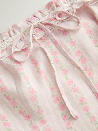Floral Off-shoulder Ruffle Sleeve Bowknot Flared Midi Dress
