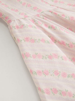 Floral Off-shoulder Ruffle Sleeve Bowknot Flared Midi Dress