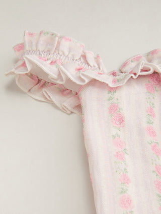 Floral Off-shoulder Ruffle Sleeve Bowknot Flared Midi Dress