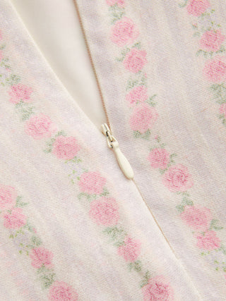 Floral Off-shoulder Ruffle Sleeve Bowknot Flared Midi Dress