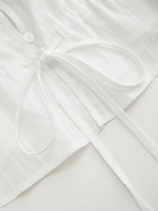 100% Cotton V-neck Drawstring Peplum Blouse