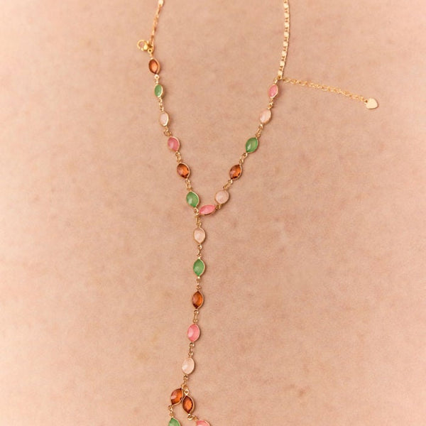 OVAL RESIN LAYERED HAND CHAIN BRACELET