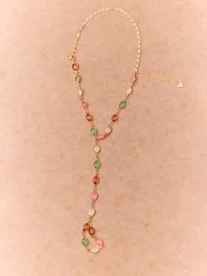 OVAL RESIN LAYERED HAND CHAIN BRACELET