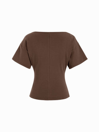 Cotton-blend Boat Neck Short Sleeve Tee