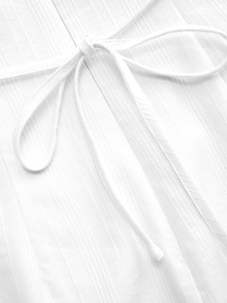 Cotton Textured Square Neck Lace Trim A-line Mini Dress
