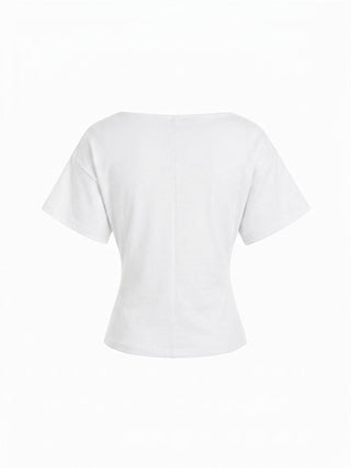 Cotton-blend Boat Neck Short Sleeve Tee