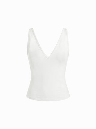 Cotton-blend High Stretch V-neck Tank Top