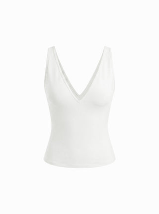 Cotton-blend High Stretch V-neck Tank Top