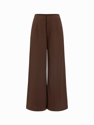 High Stretch Peplum Bandeau Top & Mid Rise Wide Leg Trousers Set