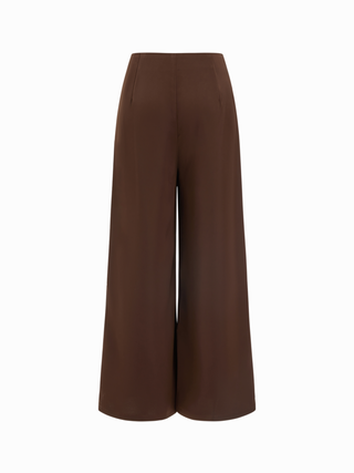High Stretch Peplum Bandeau Top & Mid Rise Wide Leg Trousers Set