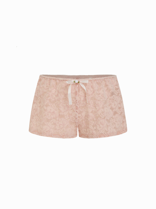 Lace Sweetheart Crop Top & Low Rise Shorts Loungewear Set