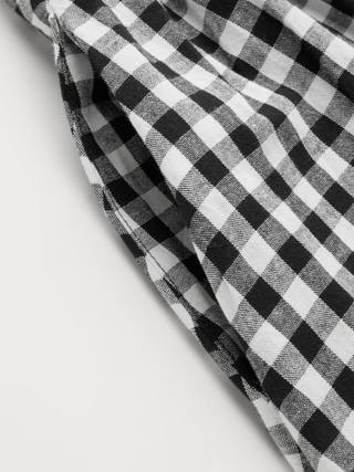 Cotton Button Top &  Gingham A-line Maxi Skirt Set