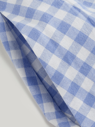 Cotton Button Top &  Gingham A-line Maxi Skirt Set