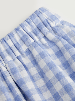 Cotton Button Top &  Gingham A-line Maxi Skirt Set