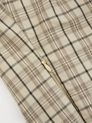Cotton Gingham Mandarin Collar Puff Sleeve Bowknot Blouse