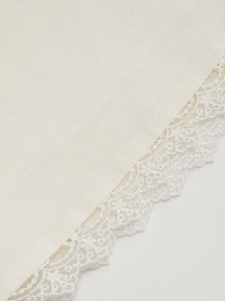 Cotton-blend Floral Peter Pan Collar Puff Sleeve Lace Insert Babydoll Blouse
