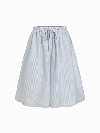 Cotton Mid Rise Drawstring Oversized Bermuda Shorts