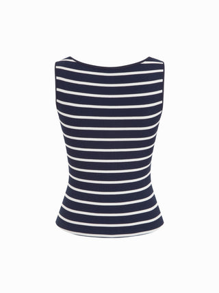 Cotton-blend Stripe Scoop Neck Tank Top & Low Rise Mini Skirt Set