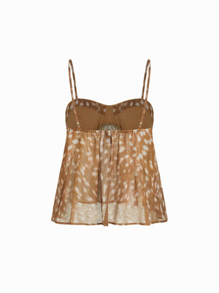 Square Neck Leopard Bowknot Cami Top