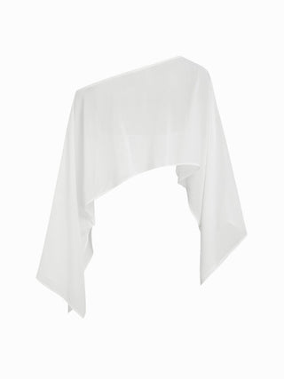 Chiffon Polka Dot Boat Neck Cloak Sleeve Oversized Poncho Blouse & Bandeau