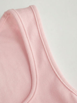 Cotton Scoop Neck Button Front Asymmetrical Hem Crop Top