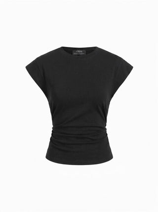 Cotton Sleeveless Ruched Tee