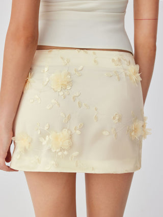 Lace Low Rise Floral Mini Skirt