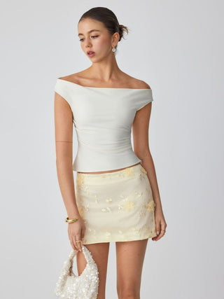 Lace Low Rise Floral Mini Skirt